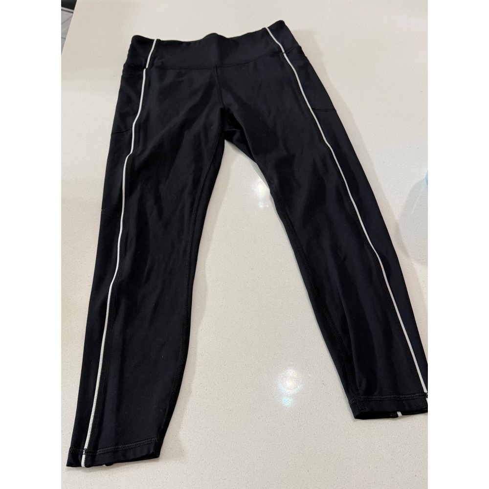 Victorias Secret Womens Black White Contrast Piping Pocket Leggings Medium Short